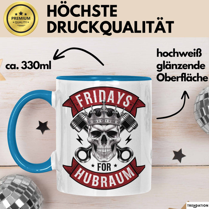 Automechaniker Tasse Geschenk Fridays For Hubraum Techniker Blau Trendation