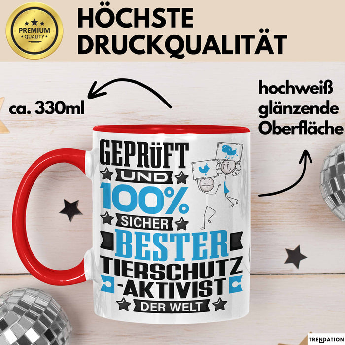 Tierschutzaktivist Geschenk Lustiger Spruch für Tierschutzaktivist Geschenkidee Bester Tierschutzaktivist Der Welt Rot Trendation