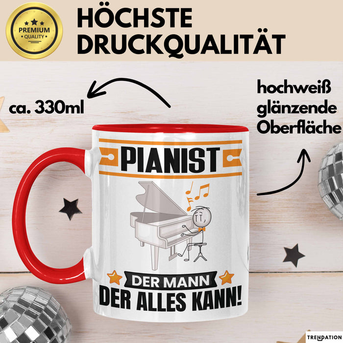 Pianist Tasse Geschenk für Pianist Der Mann Der Alles Kann Geschenkidee zum Geburtstag Rot Trendation