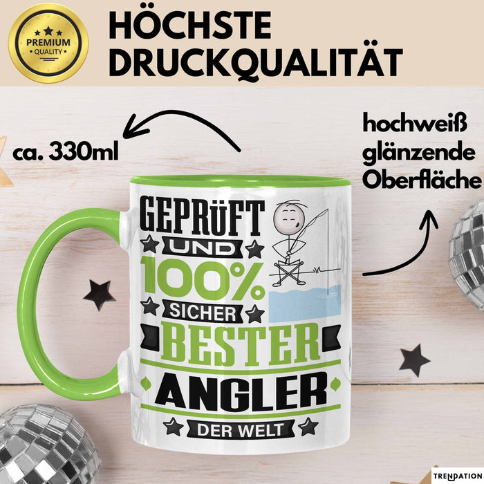 Angler Geschenk Lustiger Spruch für Angler Geschenkidee Bester Angler Der Welt Grün Trendation