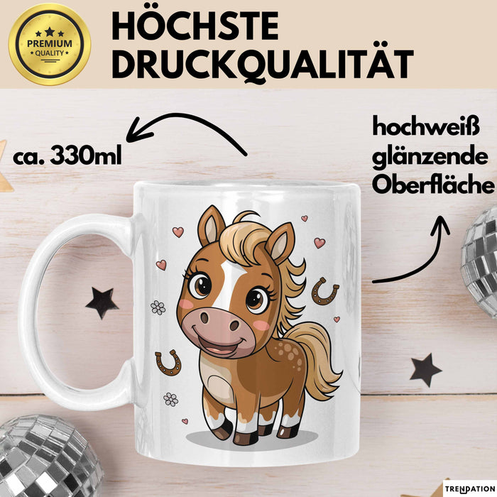 Pferdeliebhaber Tasse Geschenkidee für Reitsport Weiß Trendation