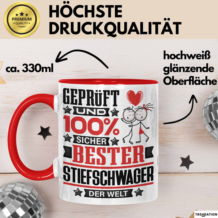 Stiefschwager Geschenk Lustiger Spruch für Stiefschwager Geschenkidee Bester Stiefschwager Der Welt Rot Trendation