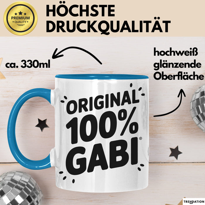 Gabi Tasse Geschenk Original 100% Gabi Geschenkidee Geburtstag Blau Trendation