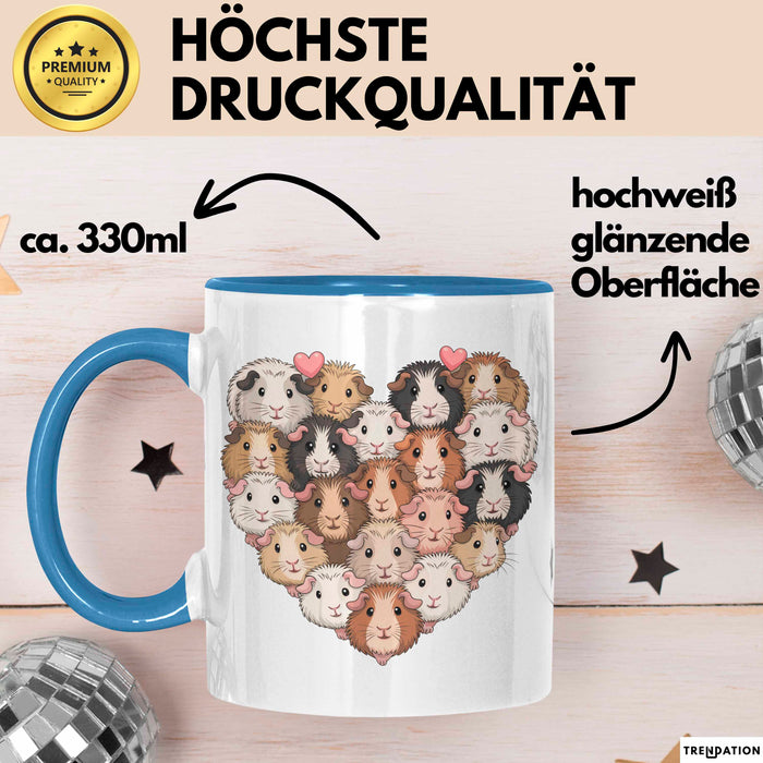 Meerschweinchen Herz Tierliebhaber Tasse Geschenk Lustige Geschenkidee Spruch Blau Trendation