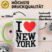 New York City USA Tasse Geschenk Lustige Geschenkidee Spruch Ich Liebe New York Grün Trendation