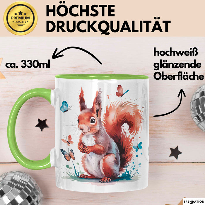 Eichhörnchen Tierliebhaber Tasse Geschenk Lustige Geschenkidee Spruch Grün Trendation