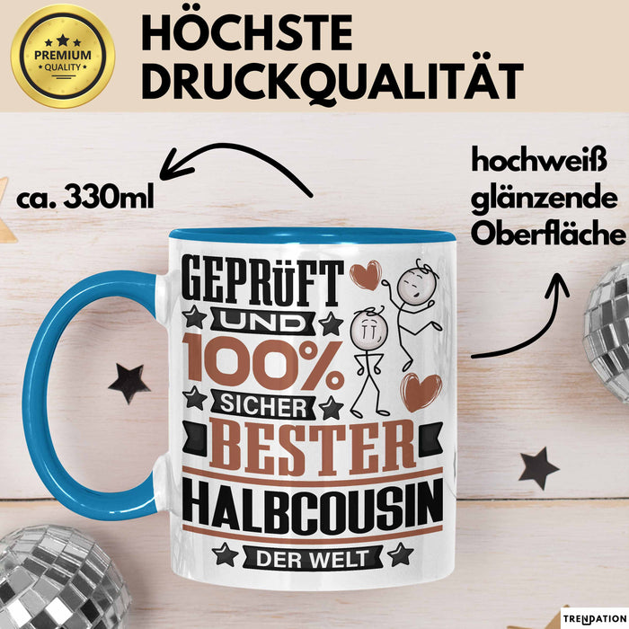 Halbcousin Geschenk Lustiger Spruch für Halbcousin Geschenkidee Bester Halbcousin Der Welt Blau Trendation