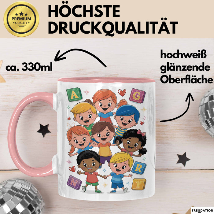 Kindergarten Lehrer Tasse Geschenk Lustige Geschenkidee Spruch Für Kleine Lernende Rosa Trendation