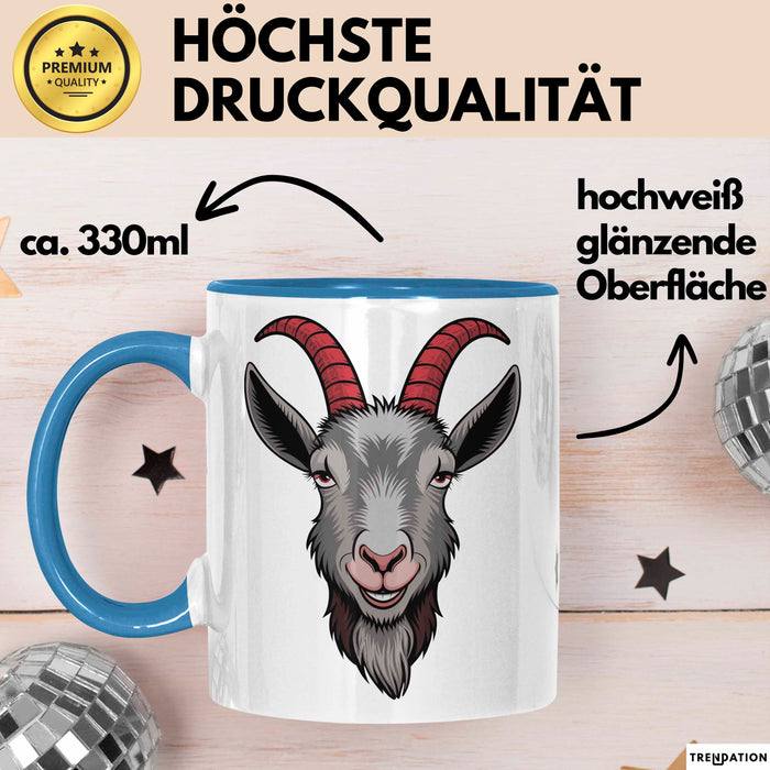 Ziegenliebhaber Tasse Geschenkidee Stalltier Enthusiast Geschenkidee Lustig Blau Trendation