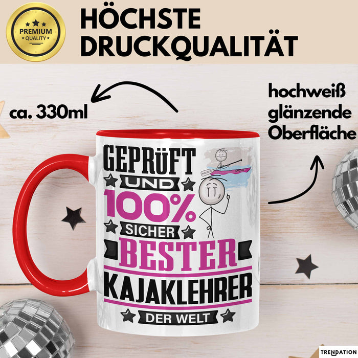 Kajaklehrer Geschenk Lustiger Spruch für Kajaklehrer Geschenkidee Bester Kajaklehrer Der Welt Rot Trendation