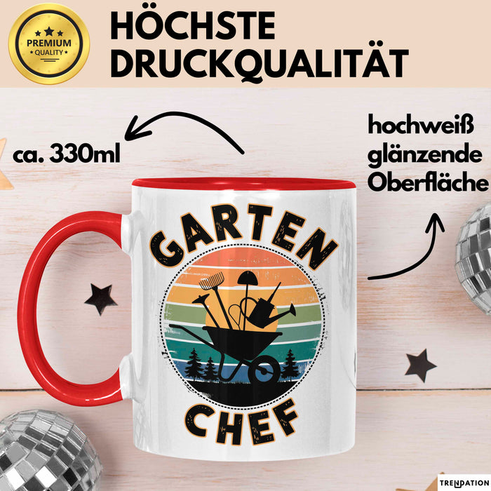 Garten Pflanzen Gärtner Tasse Geschenk Lustige Geschenkidee Spruch Garten Chef Rot Trendation