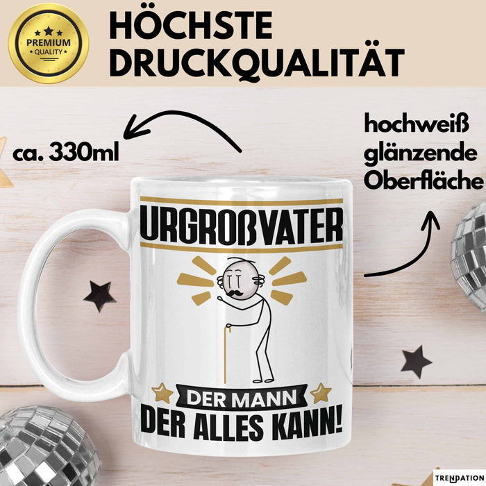 Urgroßvater Tasse Geschenk für Urgroßvater Der Mann Der Alles Kann Geschenkidee zum Geburtstag Weiß Trendation