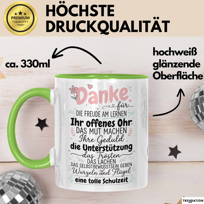 Lehrer Wertschätzung Danke Tasse Geschenk Lustige Geschenkidee Spruch Danke Für Grün Trendation