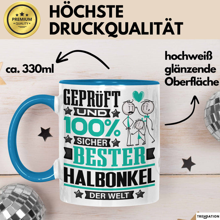 Halbonkel Geschenk Lustiger Spruch für Halbonkel Geschenkidee Bester Halbonkel Der Welt Blau Trendation