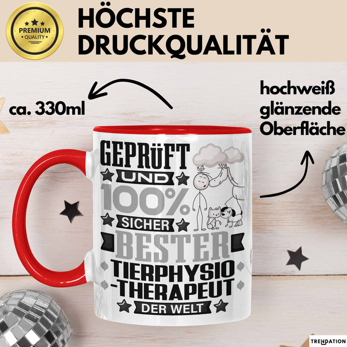 Tierphysiotherapeut Geschenk Lustiger Spruch für Tierphysiotherapeut Geschenkidee Bester Tierphysiotherapeut Der Welt Rot Trendation