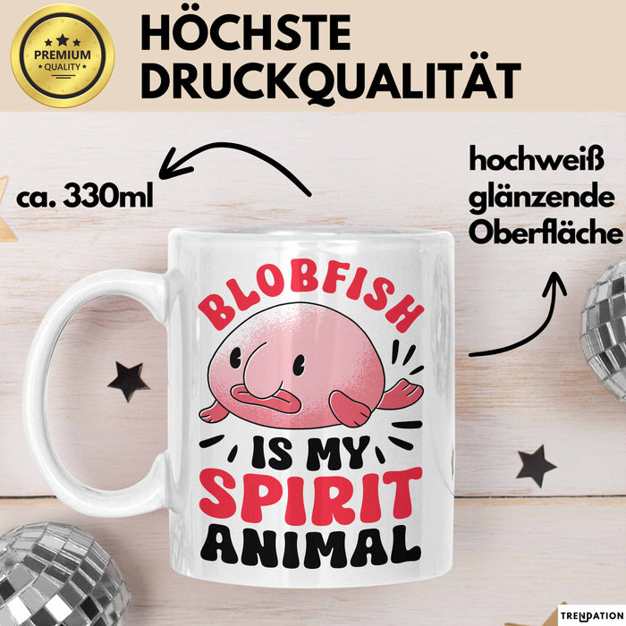 Blobfisch Tasse Geschenk Blobfish Geschenkidee Fan Lustig Humor Becher Weiß Trendation