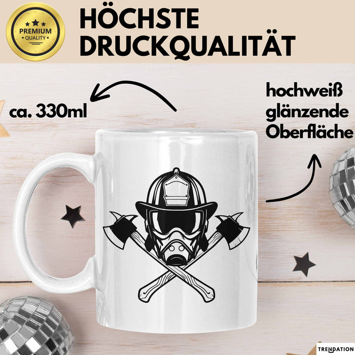 Feuerwehrmann Tasse Geschenk Feuerwehr Geschenkidee Freiwillig Weiß Trendation