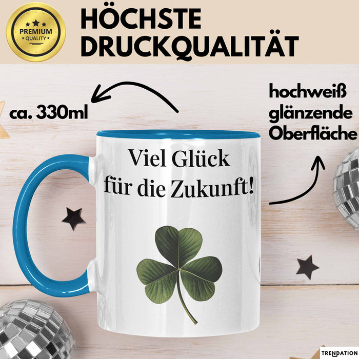 Büroarbeit Kollege Abschied Tasse Geschenk Lustige Geschenkidee Spruch Viel Glück Für Die Zukunft Blau Trendation