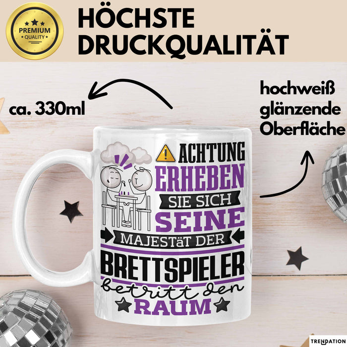 Brettspieler Geschenk Tasse Lustiger Spruch Erheben Sie Sich Der Brettspieler Betritt den Raum Weiß Trendation