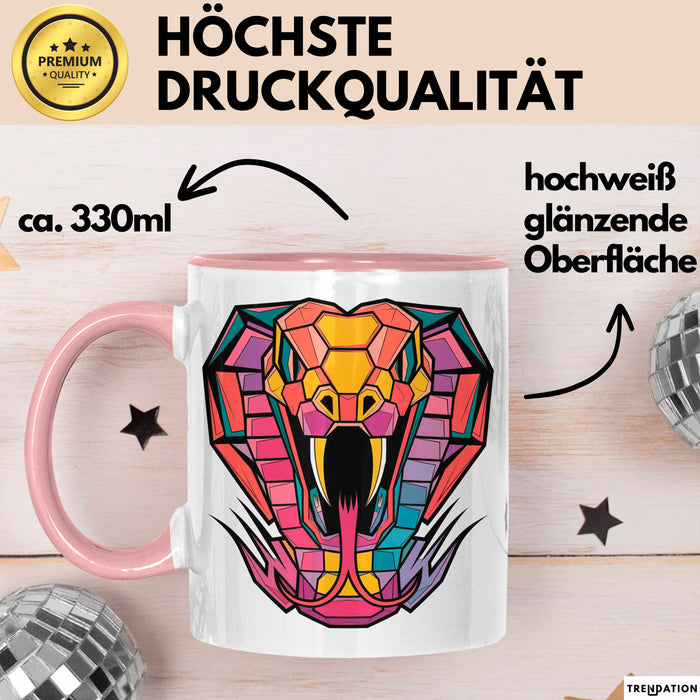 Reptil Schlange Tier Tasse Geschenk Lustige Geschenkidee Spruch Rosa Trendation