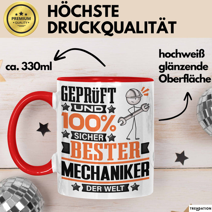 Mechaniker Geschenk Lustiger Spruch für Mechaniker Geschenkidee Bester Mechaniker Der Welt Rot Trendation