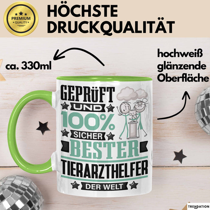 Tierarzthelfer Geschenk Lustiger Spruch für Tierarzthelfer Geschenkidee Bester Tierarzthelfer Der Welt Grün Trendation