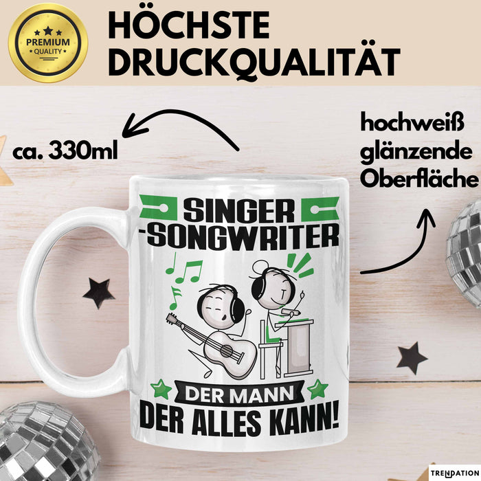 Singer-Songwriter Tasse Geschenk für Singer-Songwriter Der Mann Der Alles Kann Geschenkidee zum Geburtstag Weiß Trendation