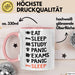 Medizinstudent Arzt Tasse Geschenk Lustige Geschenkidee Spruch Essen Schlafen Lernen Panik Prüfungen Panik Schlafen Rosa Trendation