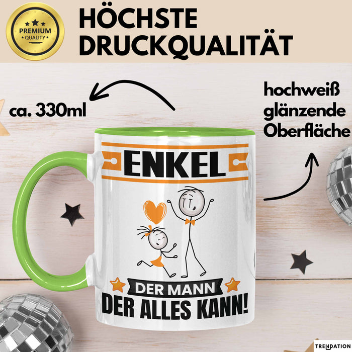 Enkel Tasse Geschenk für Enkel Der Mann Der Alles Kann Geschenkidee zum Geburtstag Grün Trendation