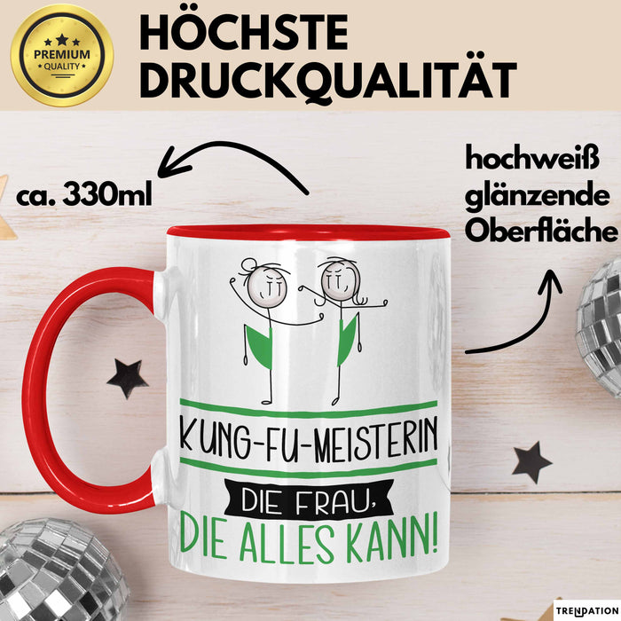 Kung-Fu-Meisterin Geschenk Tasse Becher Die Frau Die Allen Kann Geschenkidee für eine Kung-Fu-Meisterin Lustig Rot Trendation