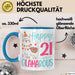 21er Geburtstag Tasse Geschenk Happy 21 And Glamarous Llama Alpaka Liebhaber Geschenkidee zum Geburtstag Blau Trendation