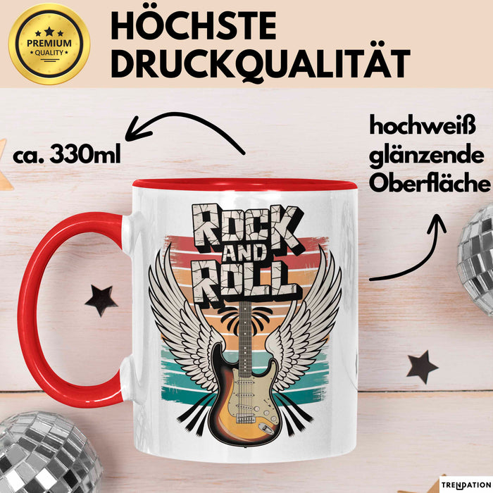 Gitarre Musikliebhaber Musiker Gitarrist Tasse Geschenk Lustige Geschenkidee Spruch Rock’n’Roll Rot Trendation