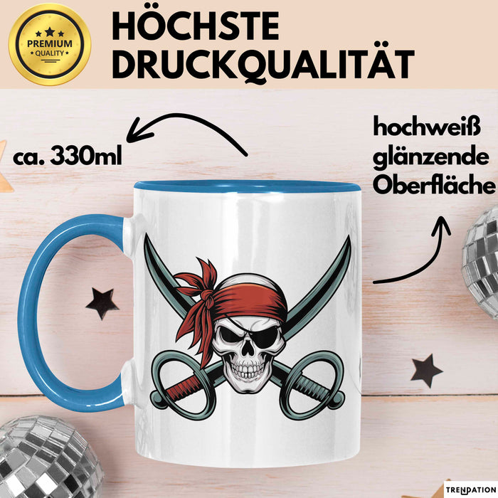 Piraten Fan Tasse Geschenkidee für Ahoy Abenteuerliebhaber Blau Trendation
