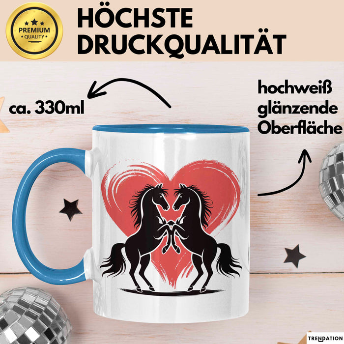 Pferd Tier Herz Tasse Geschenk Lustige Geschenkidee Spruch Blau Trendation