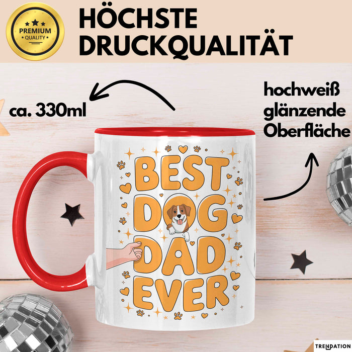 Hunde Papa Tasse Geschenk Lustige Geschenkidee Spruch Für Hunde Eltern Rot Trendation
