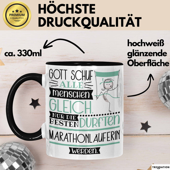 Marathonläuferin Geschenk Becher Tasse Gott Schuf Alle Menschen Gleich Nur Die Besten Durfeten Marathonläuferin Werden Geschenkidee Lustig Trendation