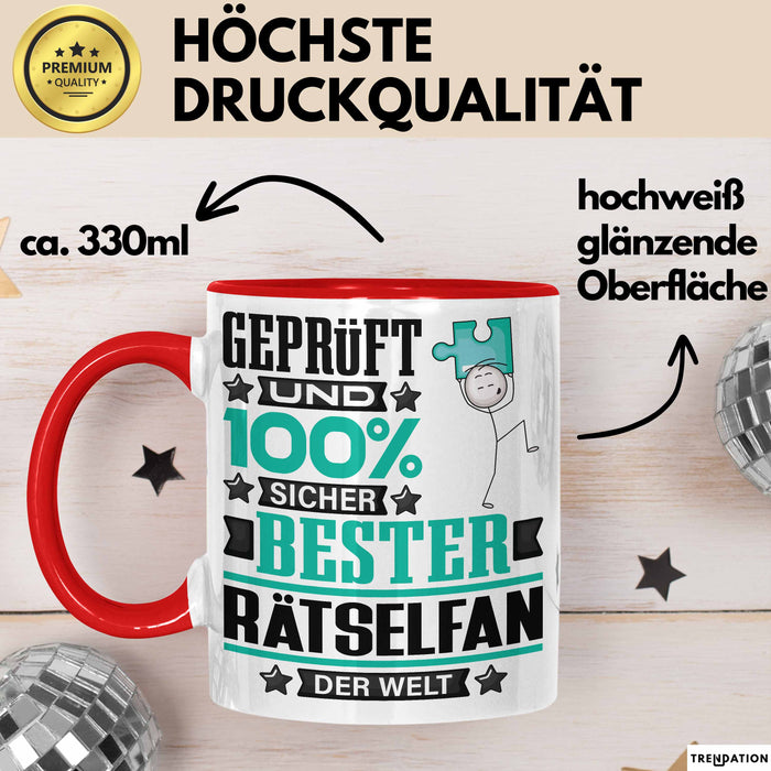 Rätselfan Geschenk Lustiger Spruch für Rätselfan Geschenkidee Bester Rätselfan Der Welt Rot Trendation