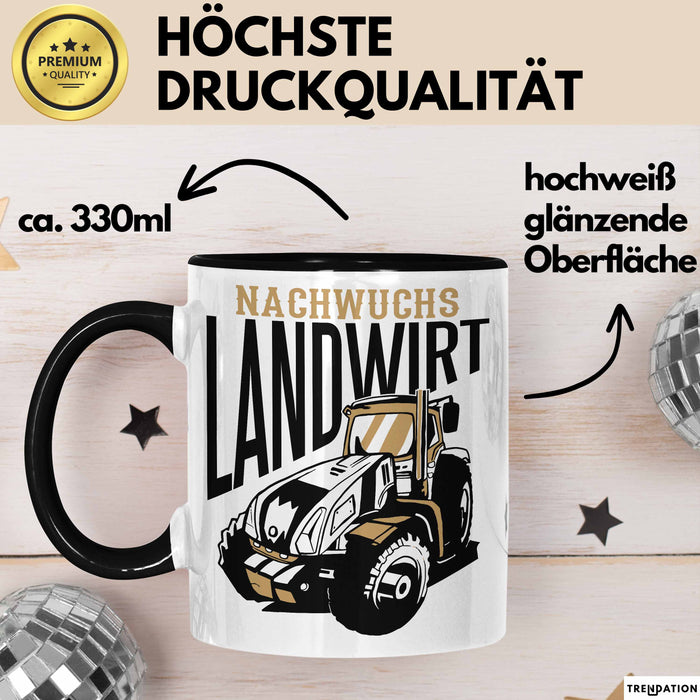 Angehender Landwirt Geschenk Tasse Jungs Bauern Jungen Geschenkidee Kakao-Becher Schwarz Trendation