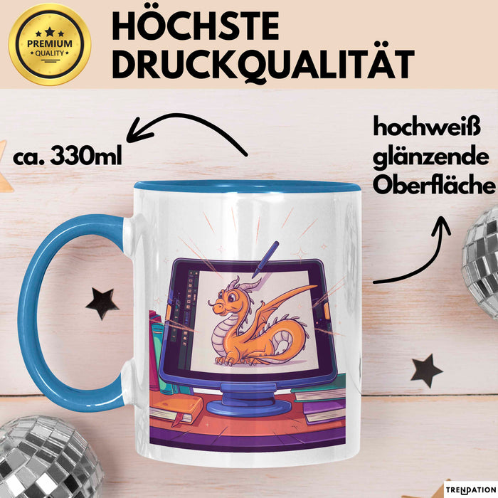 Digital Künstler Tasse Geschenk Lustige Geschenkidee Spruch Für Tablet Kreative Blau Trendation