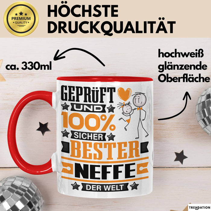 Neffe Geschenk Lustiger Spruch für Neffe Geschenkidee Bester Neffe Der Welt Rot Trendation