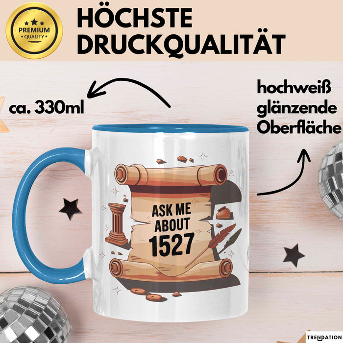 Geschichtsfan Tasse Geschenk Lustige Geschenkidee Spruch Für Geschichts Liebhaber Blau Trendation