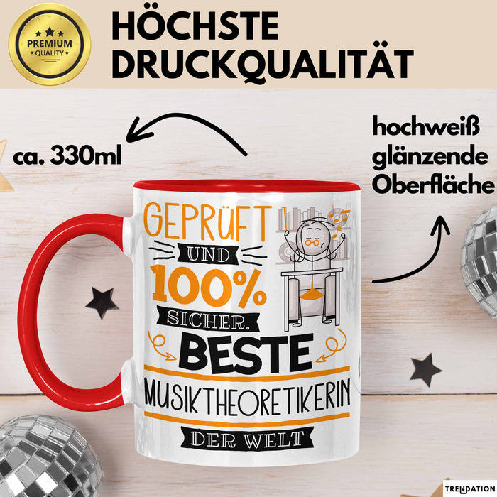 Beste Musiktheoretikerin Der Welt Tasse Geschenk für Eine Musiktheoretikerin Geprüft Und Sicher Geschenkidee Geburtstag Weihnachten Rot Trendation