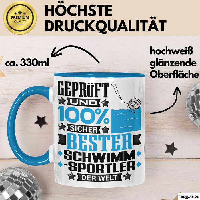 Schwimmsportler Geschenk Lustiger Spruch für Schwimmsportler Geschenkidee Bester Schwimmsportler Der Welt Blau Trendation