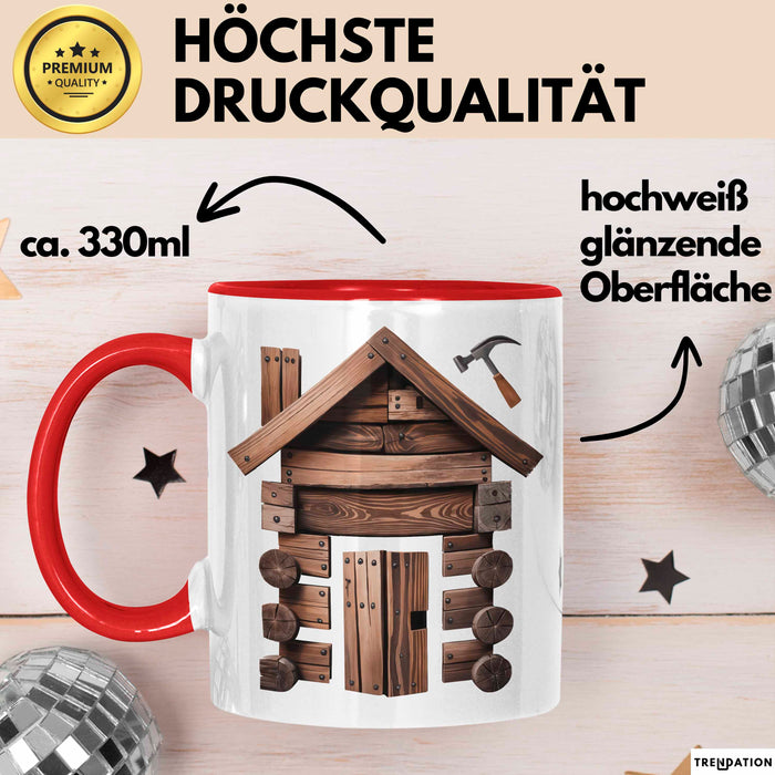 Zimmermann Tasse Geschenkidee für Holzhandwerker Rot Trendation