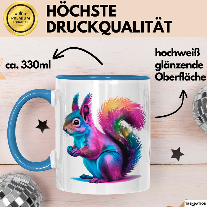 Eichhörnchen Tierliebhaber Tasse Geschenk Lustige Geschenkidee Spruch Blau Trendation