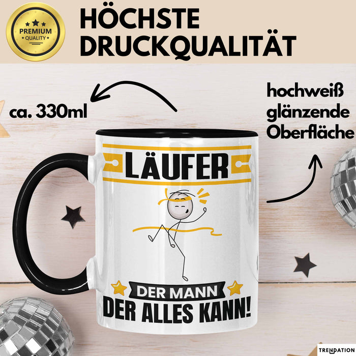 Läufer Tasse Geschenk für Läufer Der Mann Der Alles Kann Geschenkidee zum Geburtstag Schwarz Trendation