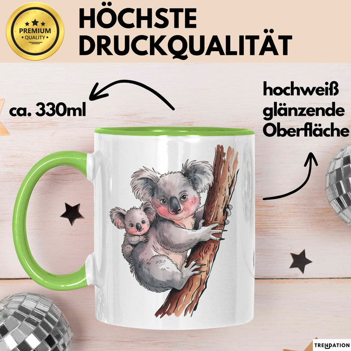 Koala Tierliebhaber Tasse Geschenk Lustige Geschenkidee Spruch Grün Trendation