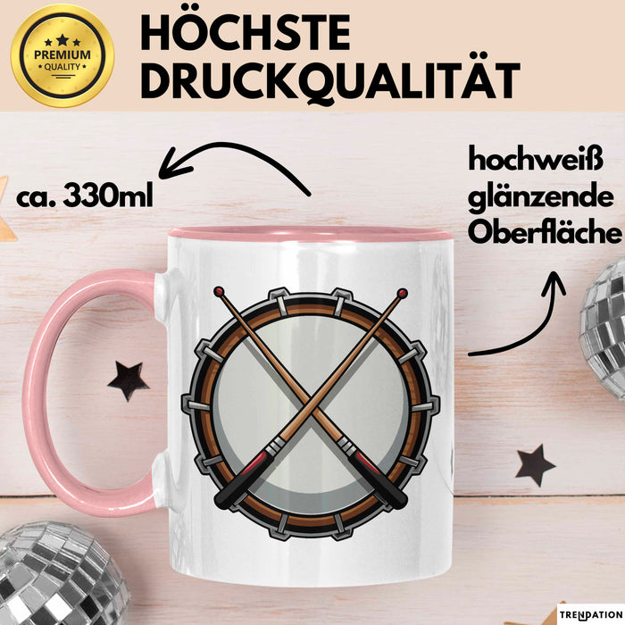 Schlagzeuger Tasse Geschenkidee für Beatmacher Fans Rosa Trendation