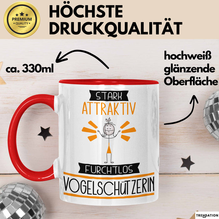 Vogelschützerin Tasse Geschenk Becher Stark Attraktiv Furchtlos Vogelschützerin Lustige Geschenkidee Rot Trendation