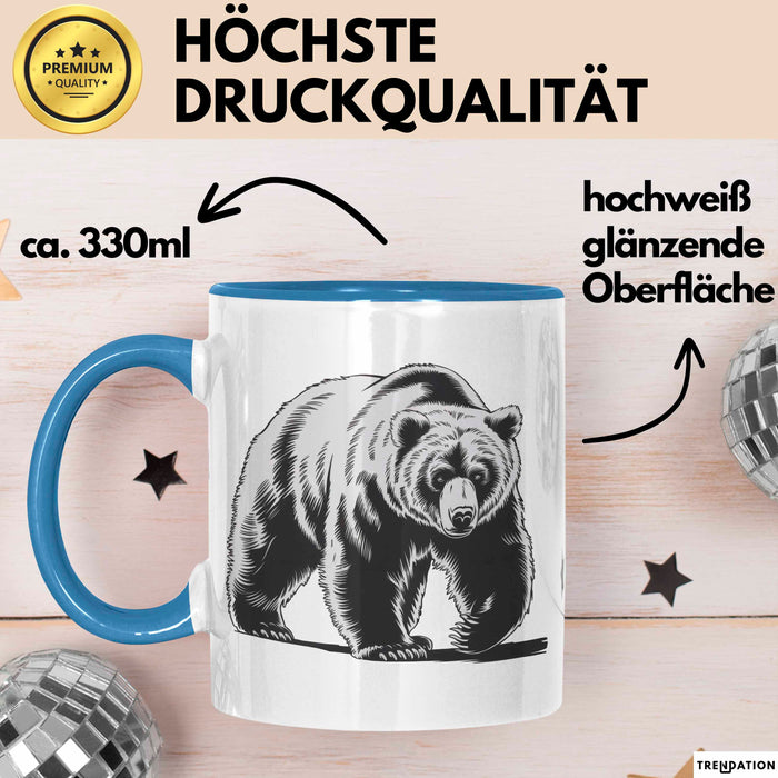 Bär Tierliebhaber Tasse Geschenk Lustige Geschenkidee Spruch Blau Trendation